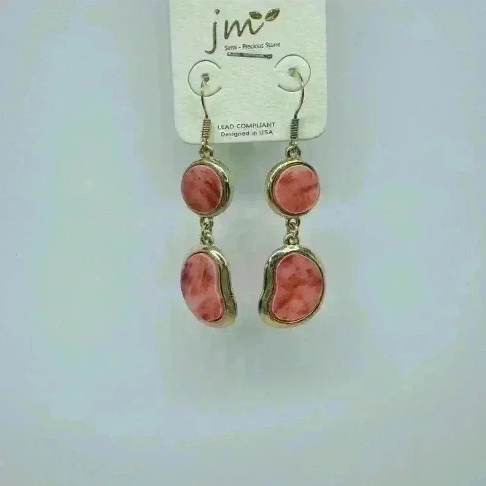 Red Marble Statement Earrings